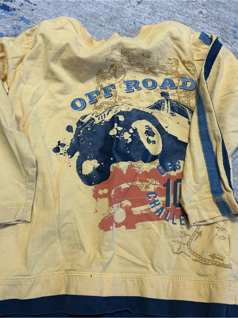 Kids' Yellow Long Sleeve 'Off Road' Graphic Tee